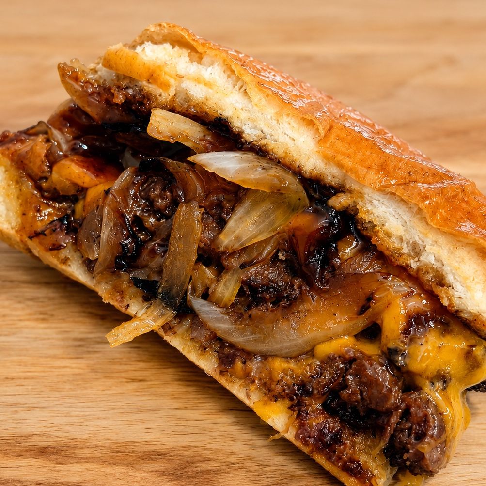 Burger Saoko con cebolla, cheddar y bacon