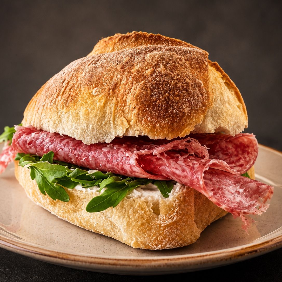 Chapatín Saturno: Salami, rúcula y queso crema.