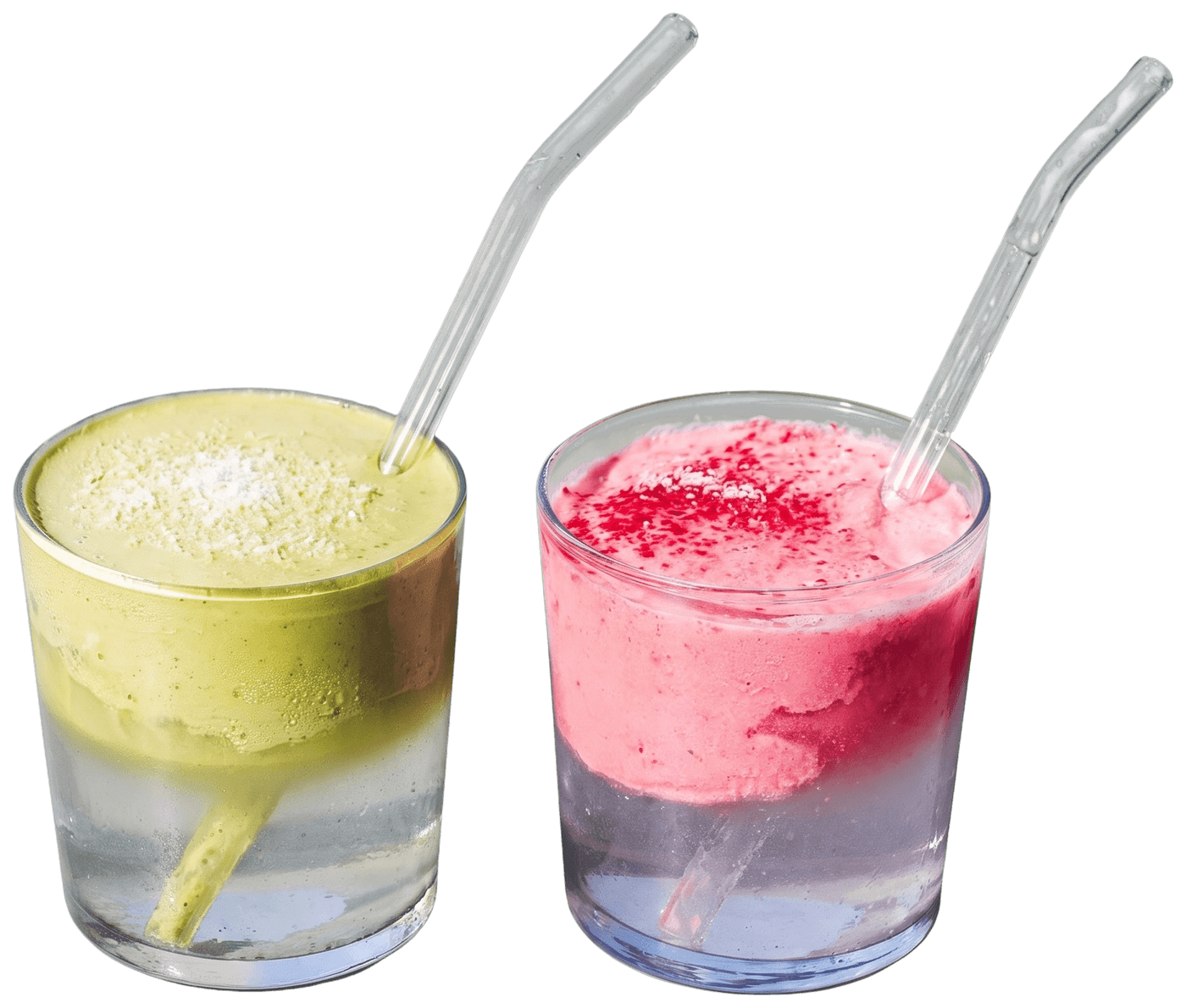 Matcha y batido rosa