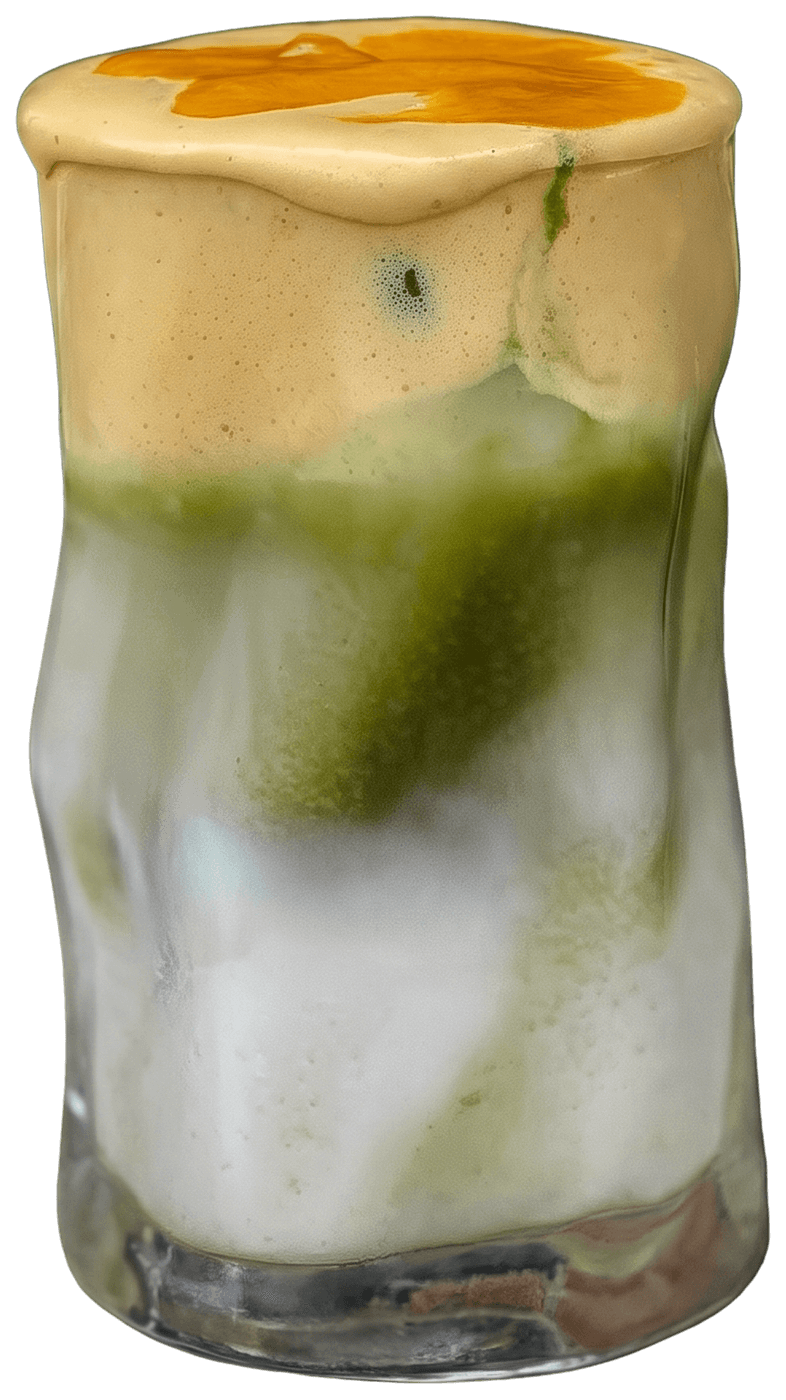 Matcha frío en capas