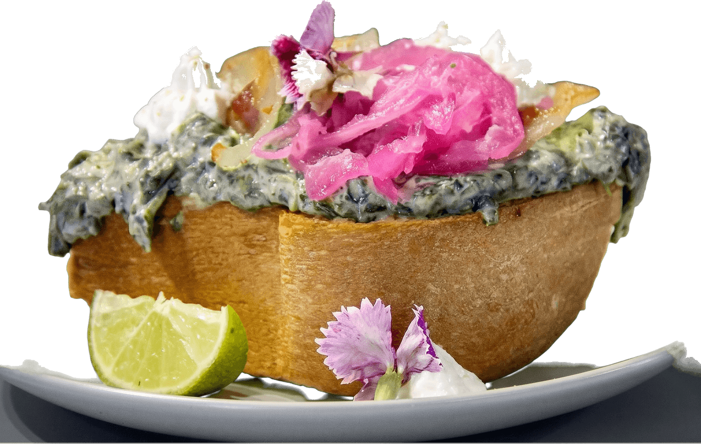 Pan relleno con cebolla morada