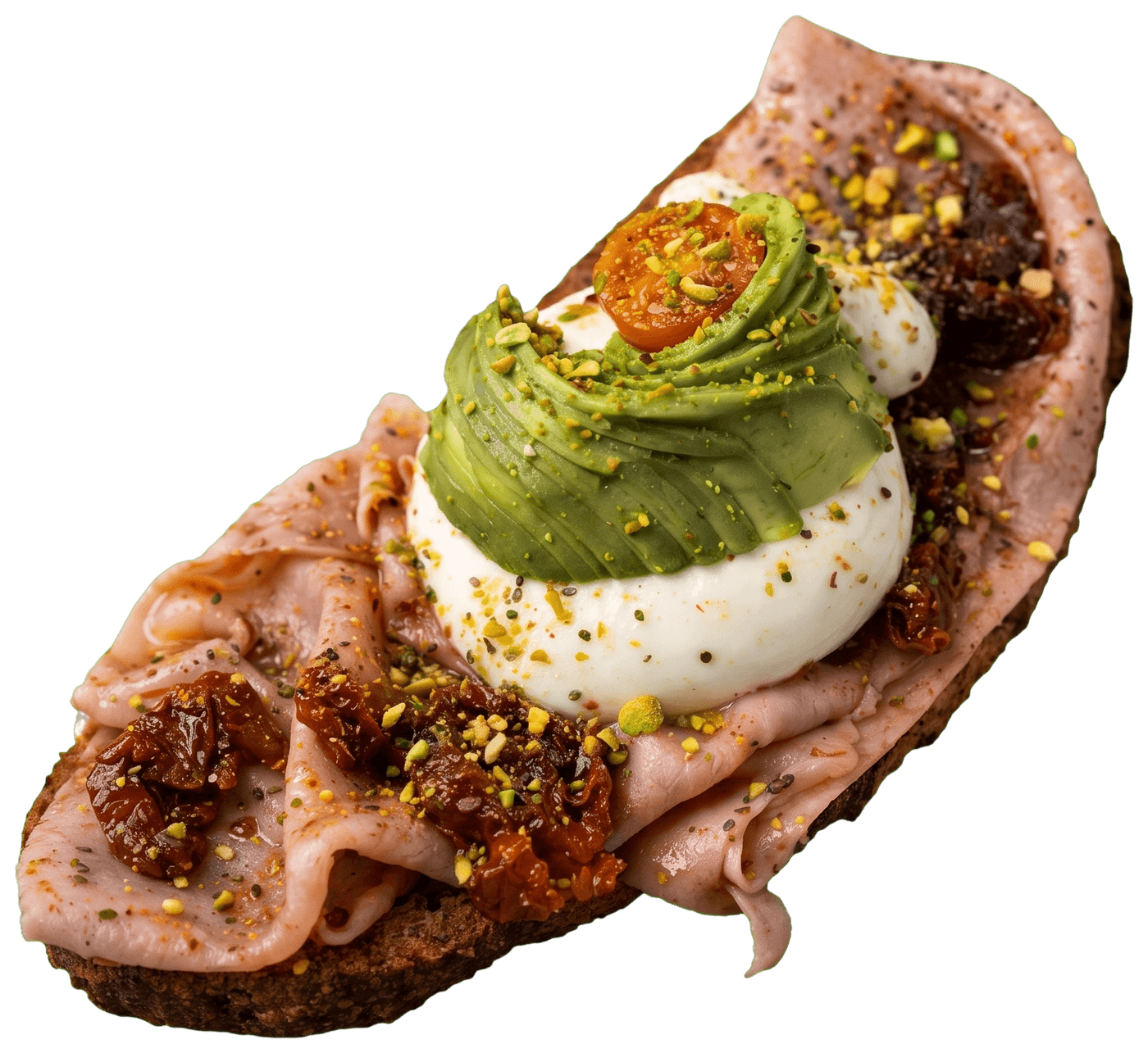 Tosta con aguacate, higo y pistacho
